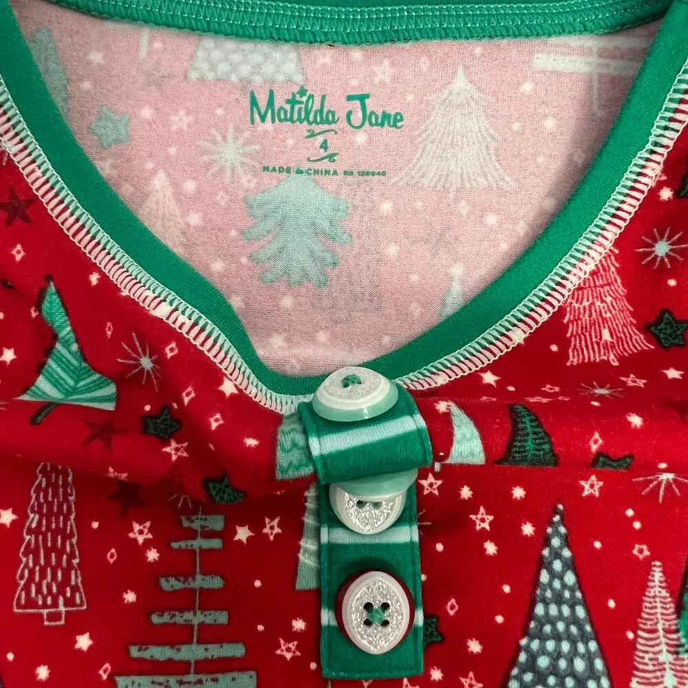 matilda jane holiday trees klara snug pajama‎ set 4T